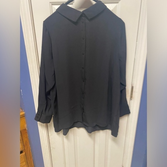 Martha Stewart Women Black Long Sleeve Pull Over Blouse Button-Down Back Top 2X - Picture 4 of 7